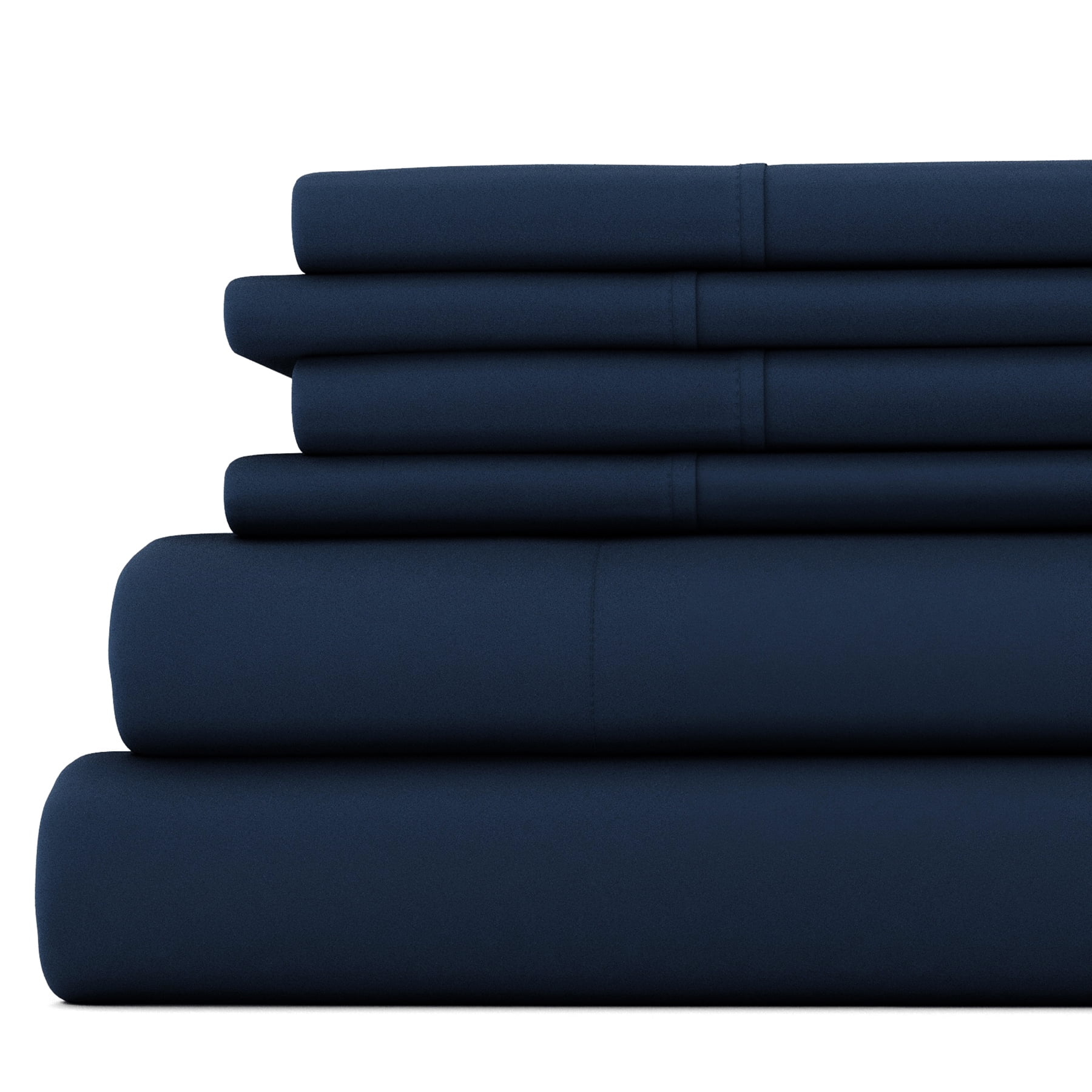 Navy Queen Ultra Soft Microfiber 6-Piece Bed Sheet Set
