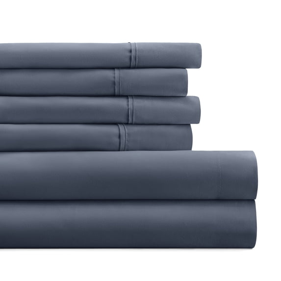 King, Stone Solid Microfiber 6 Piece Bed Sheet Set, by Noble Linens