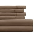 thumbnail image 1 of California King, Taupe Solid Microfiber 6 Piece Bed Sheet Set, by Noble Linens, 1 of 11