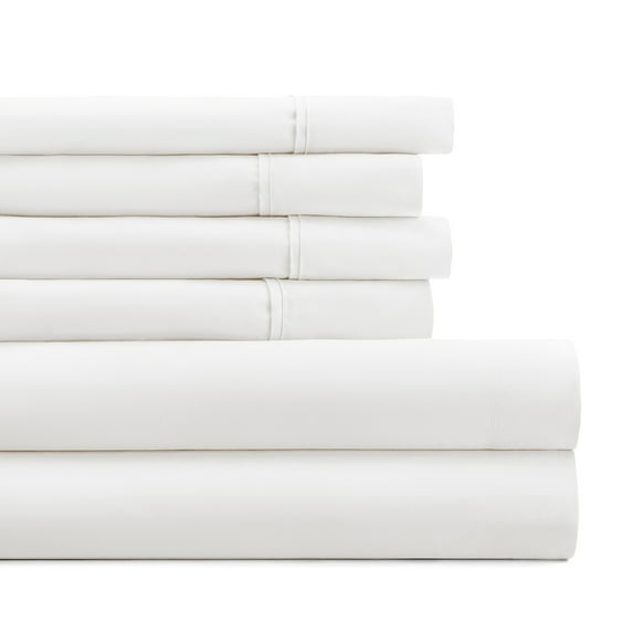 Full, White Solid Microfiber 6 Piece Bed Sheet Set, by Noble Linens