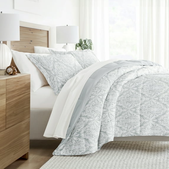 Noble Linens 7 Piece Bedding Bundle, Microfiber Patterned Comforter and Sheet Set, California King