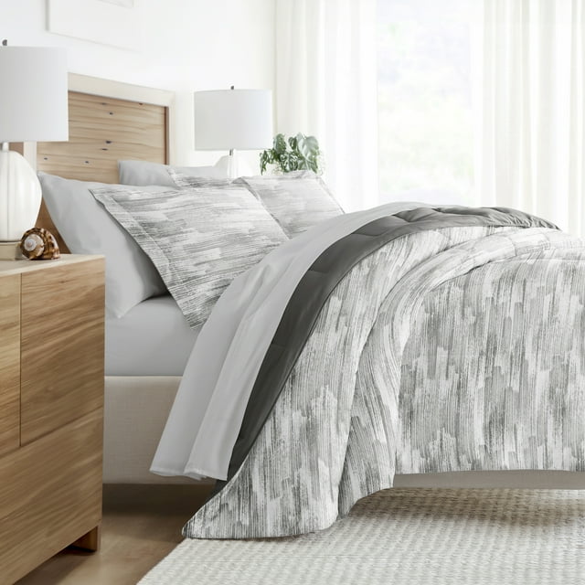 Noble Linens 7 Piece Bedding Bundle, Microfiber Patterned Comforter and Sheet Set, California King