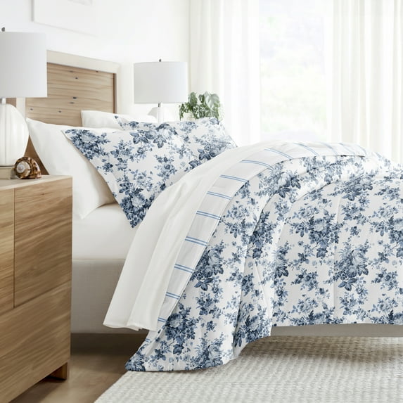 Noble Linens 7 Piece Bedding Bundle, Microfiber Patterned Comforter and Sheet Set, California King