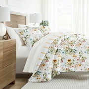 Noble Linens 7 Piece Bedding Bundle, Microfiber Patterned Comforter and Sheet Set, Queen