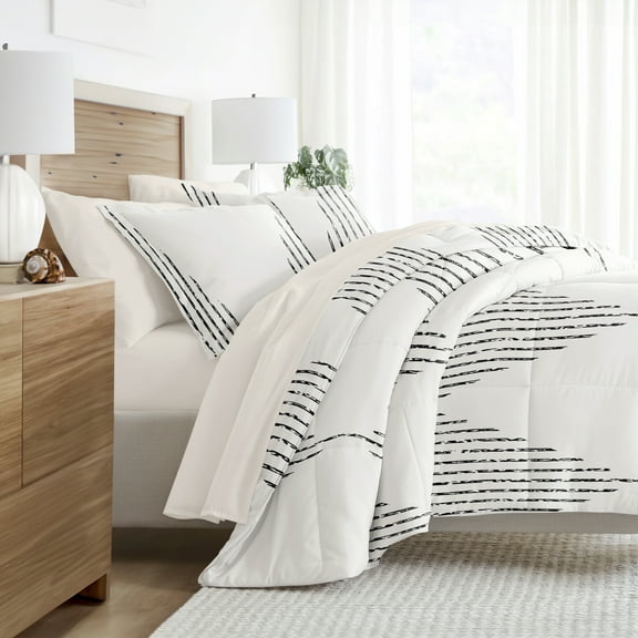 Noble Linens 7 Piece Bedding Bundle, Microfiber Patterned Comforter and Sheet Set, Queen