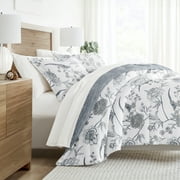 Noble Linens 7 Piece Bedding Bundle, Microfiber Patterned Comforter and Sheet Set, Queen
