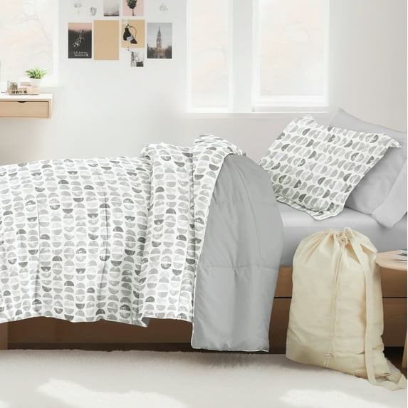 Noble Linens 8 Piece Dorm Bedding Bundle, Comforter & Sheet Set, Pillows, Laundry Bag