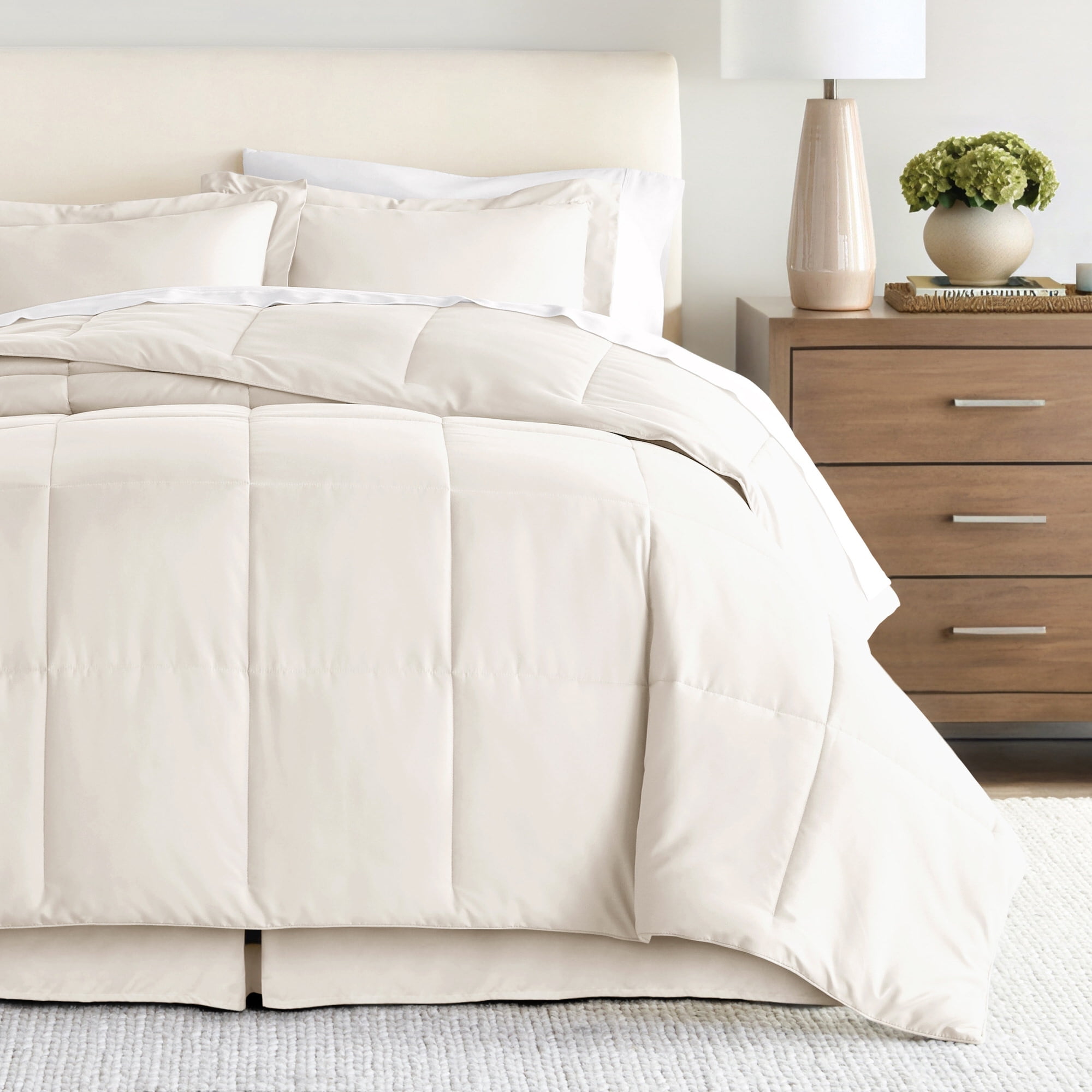 Noble Linens 8-Piece Ivory Bed in a Bag Microfiber Bedding Set, Twin