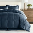 thumbnail image 1 of Noble Linens 8-Piece Navy Bed in a Bag Microfiber Bedding Set, Queen, 1 of 16