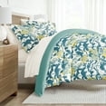 thumbnail image 1 of Noble Linens 8 Piece Patterned Duvet Bedding Bundle, Boho Flower Teal, Cal King, 1 of 6
