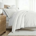 thumbnail image 1 of Noble Linens 8 Piece Patterned Duvet Bedding Bundle, Puffed Rugged Stripes Light Gray, King, 1 of 6