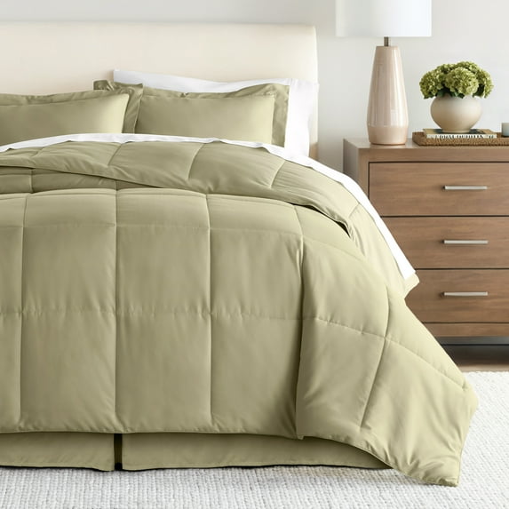 Noble Linens 8-Piece Sage Bed in a Bag Microfiber Bedding Set, Twin XL