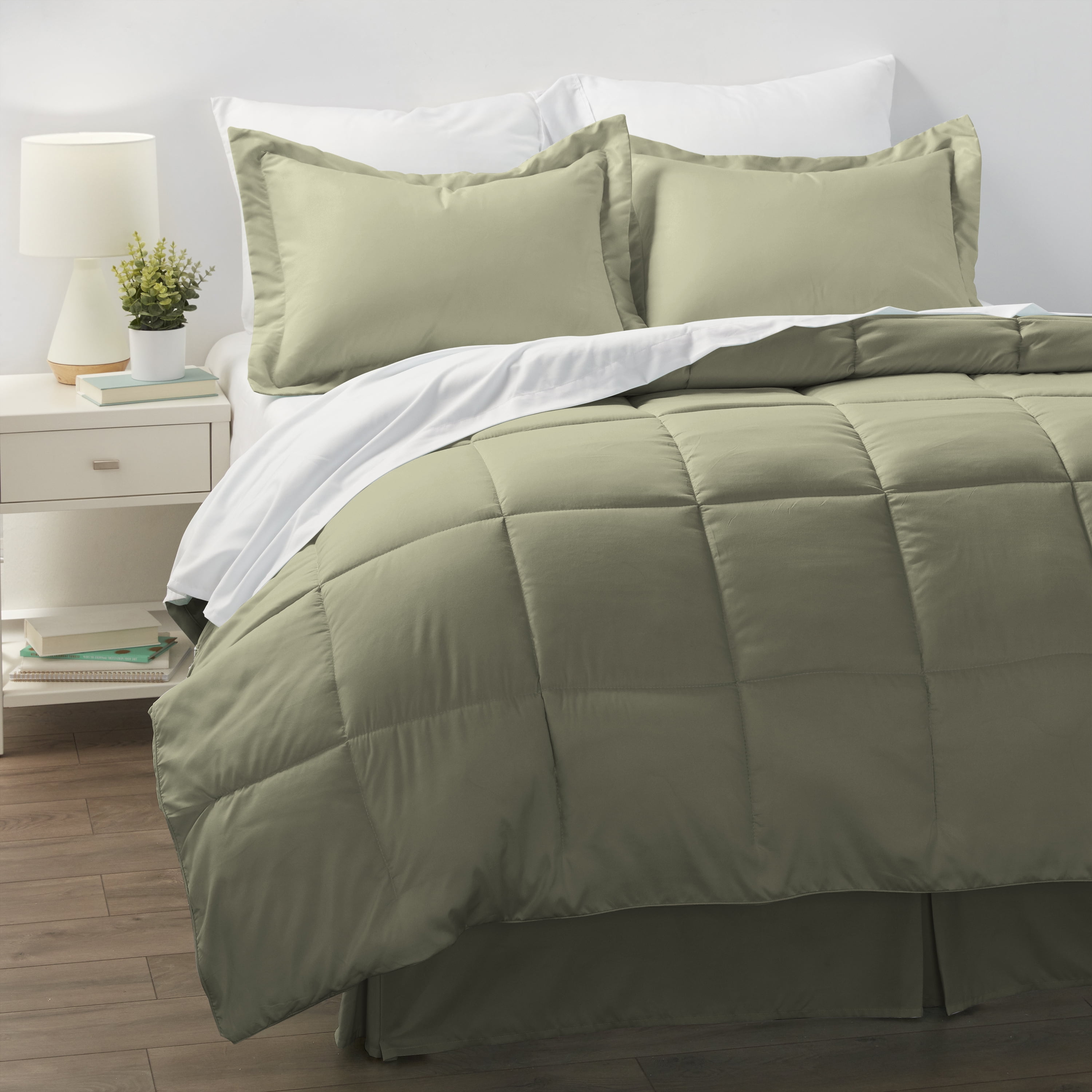 Sage Green Microfiber Twin Bed in a Bag Set