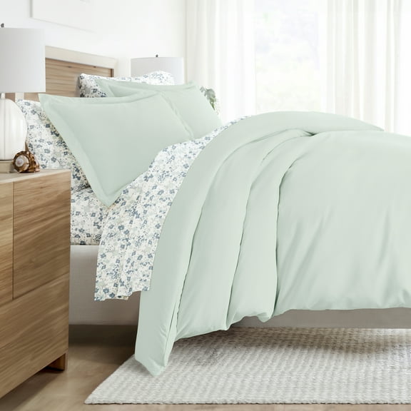 Noble Linens 8 Piece Solid Duvet Bundle in Mint, Queen