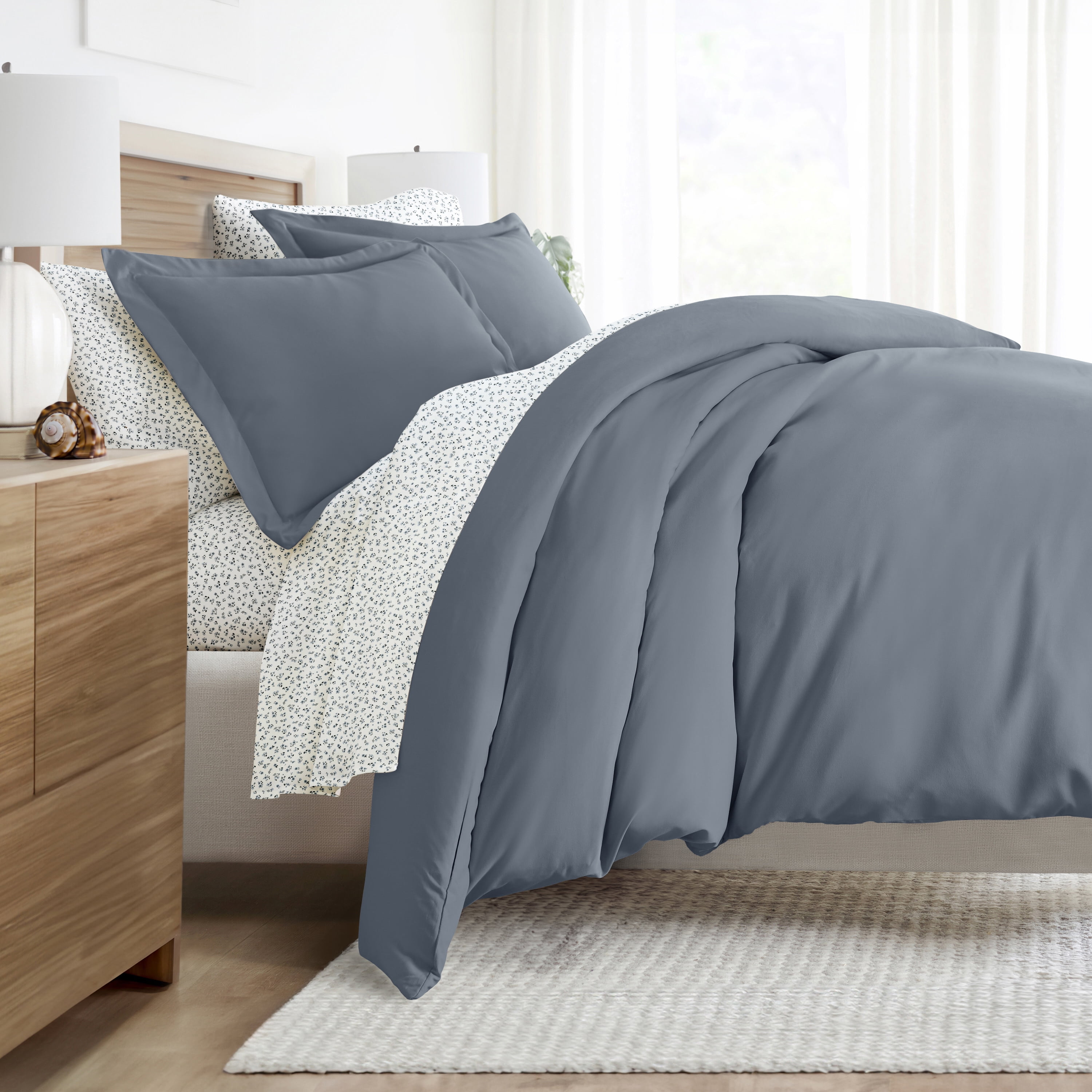 Noble Linens 8 Piece Solid Duvet Bundle in Stone, Cal King