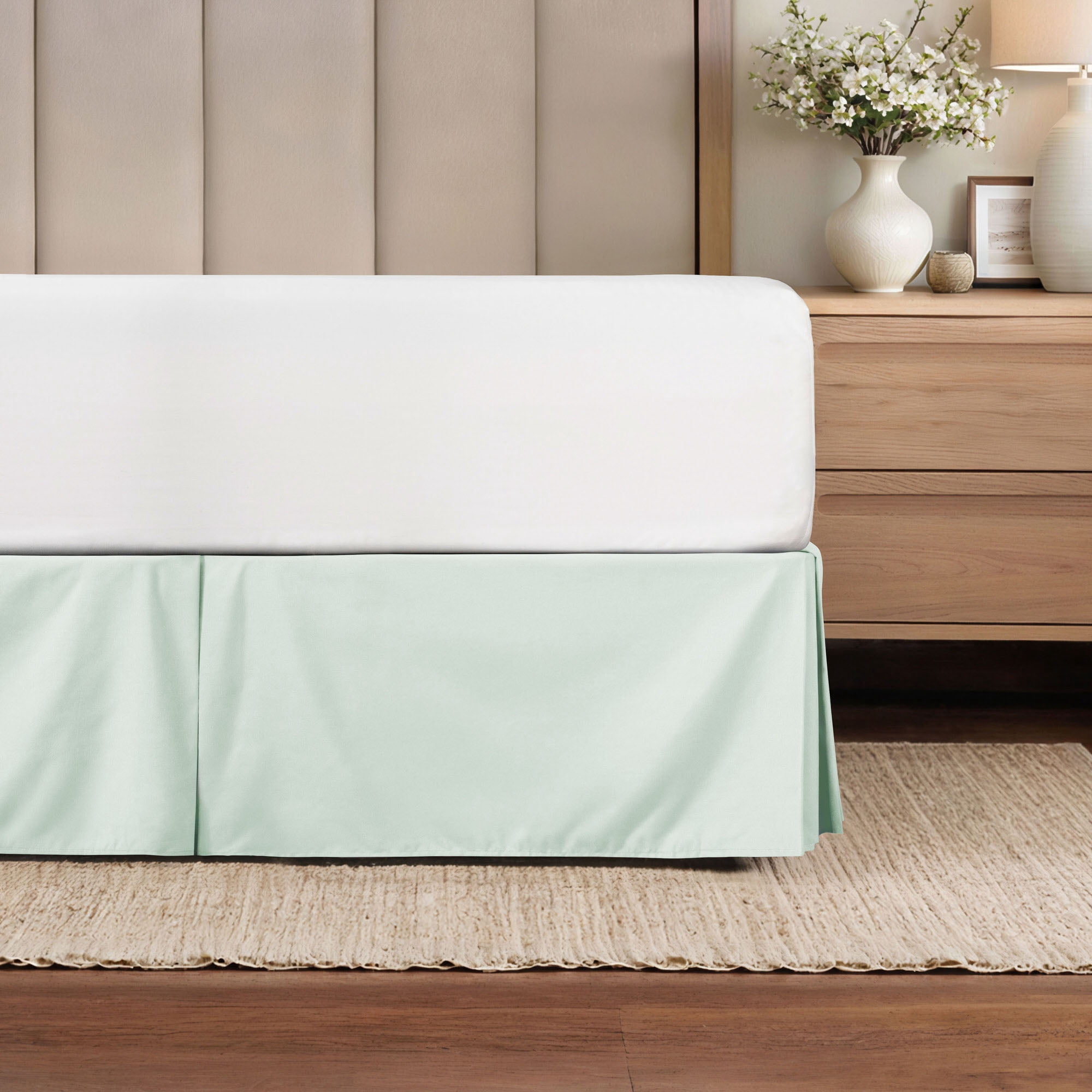 Noble Linens Aqua Pleated Dust Ruffle Bed Skirt, King