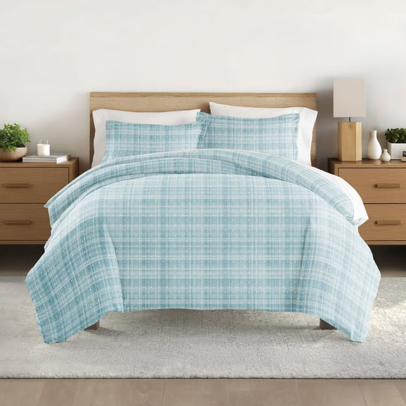 Noble Linens Aqua Polka Dot Pattern 3-Piece Duvet Cover Set, Full/Queen