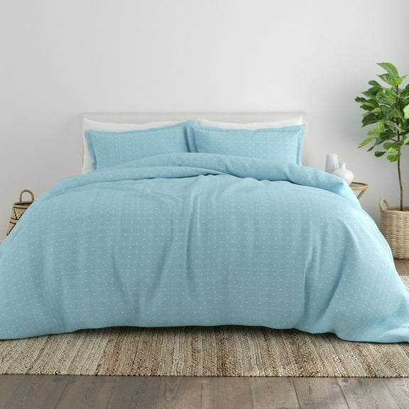 Noble Linens Aqua Polka Dot Pattern Duvet Set 3-Piece Duvet Cover Set, King/Cal King