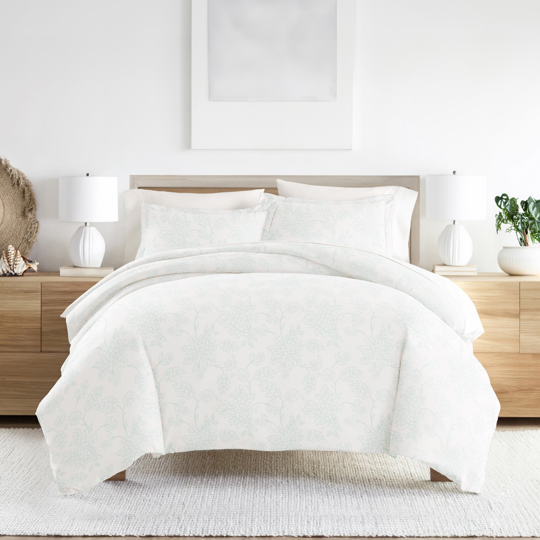 Noble Linens Aqua Vine Pattern 2-Piece Duvet Cover Set, Twin/TwinXL