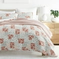 thumbnail image 1 of Noble Linens Blush 3 Piece Scrolled Patchwork Reversible Microfiber Quilt Set, Queen / Full, 1 of 7