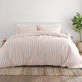 thumbnail image 1 of Noble Linens Blush Puffed Rugged Stripes 3-Piece Duvet Cover Set, Full/Queen, 1 of 11