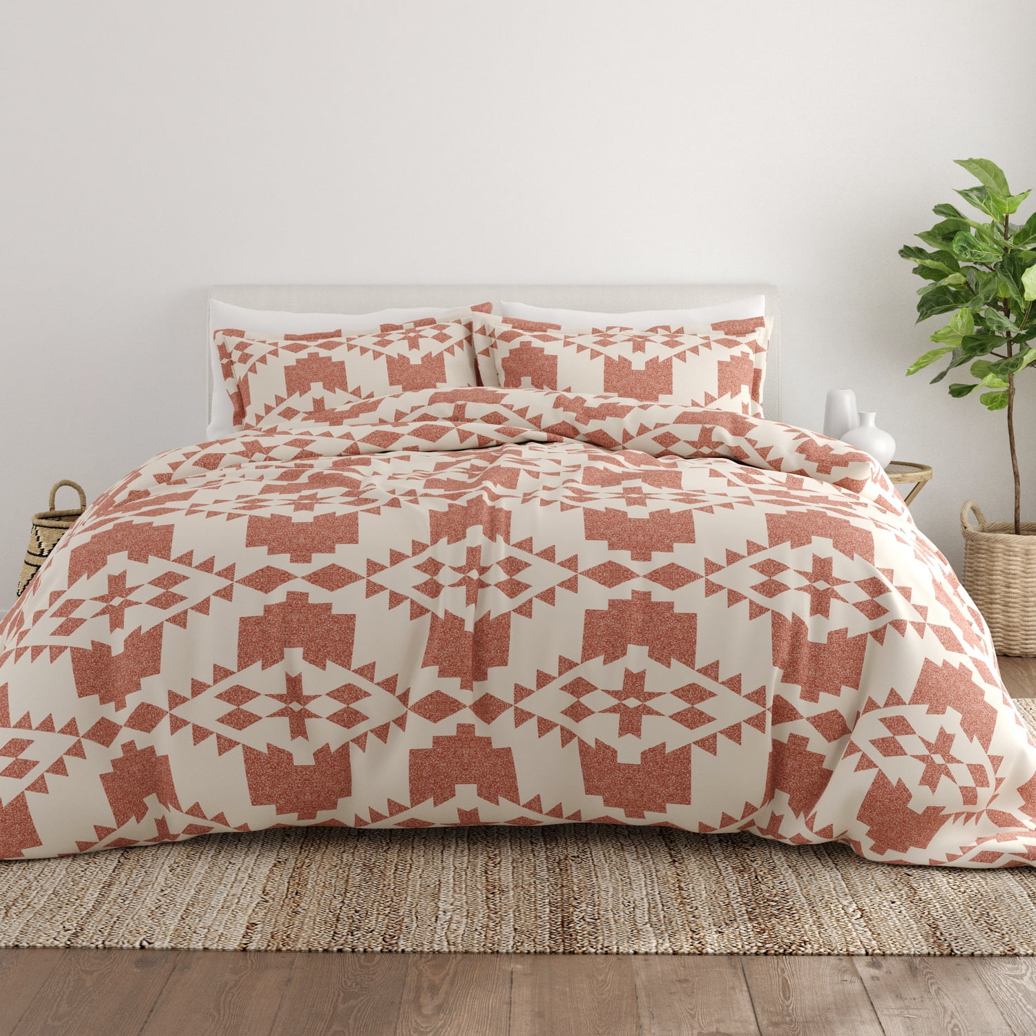 Clay Adobe Diamond Print King/California King Microfiber Duvet Cover Set