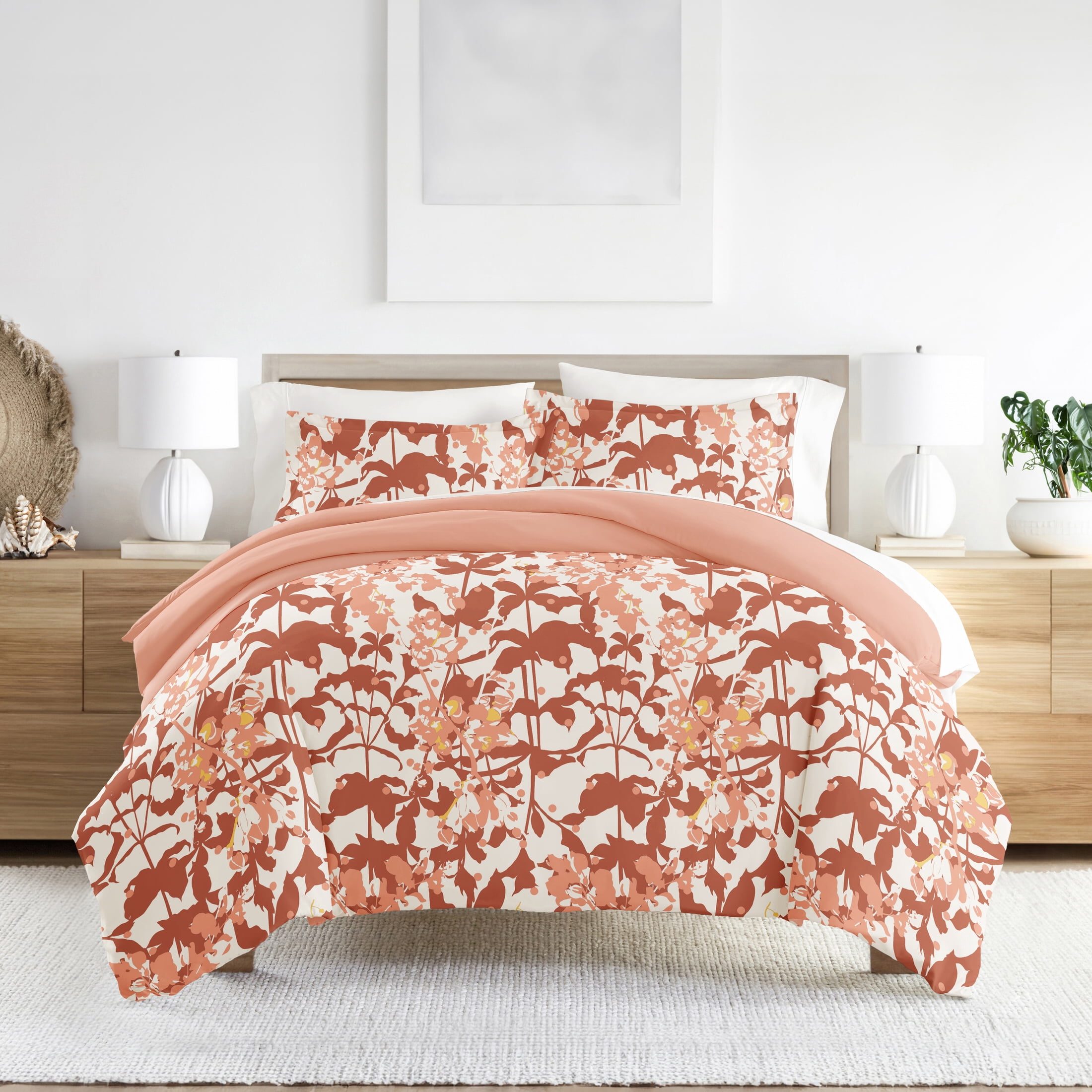 Clay Boho Flower Reversible King/Cal King Duvet Cover Set