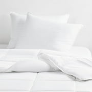 Noble Linens Cooling Luxury Gel Fiber Pillows with 100% Cotton Cover (Set of 2), Queen, White