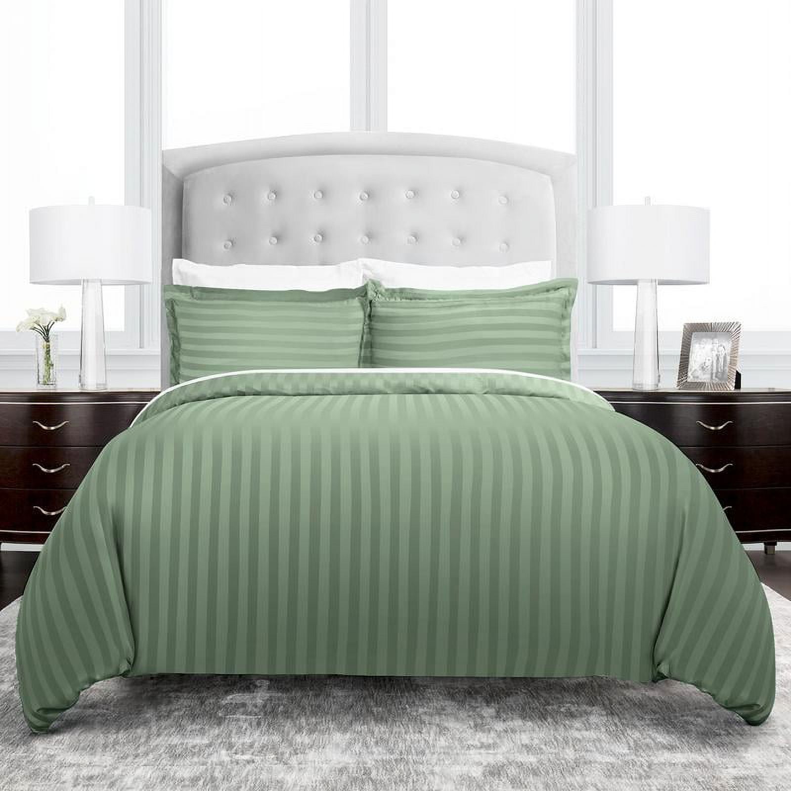 Noble Linens Dobby Striped 3 Piece Duvet Hotel Collection Cover Set