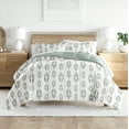 thumbnail image 1 of Noble Linens Down Alternative Folk Leaves Eucalyptus Reversible Comforter Set, 1 of 8