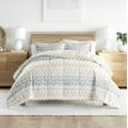 thumbnail image 1 of Noble Linens Down Alternative Mayan Stamp Gray Reversible Comforter Set, 1 of 8