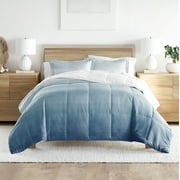 Noble Linens Down Alternative Ocean Waves White Light Blue Reversible Comforter Set