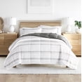 thumbnail image 1 of Noble Linens Down Alternative Stitched Stripe Gray Reversible Comforter Set, 1 of 7
