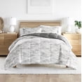 thumbnail image 1 of Noble Linens Down Alternative Textured Stripe Gray Reversible Comforter Set, 1 of 8