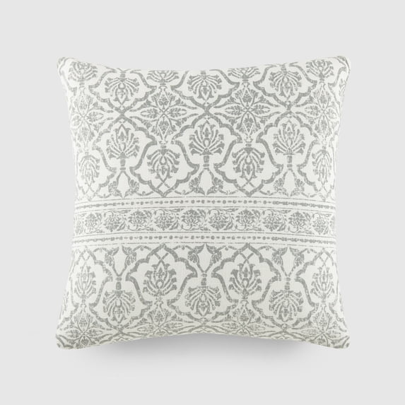 Noble Linens Elegant Cotton Decor Throw Pillow in Artic Antique Floral Pattern