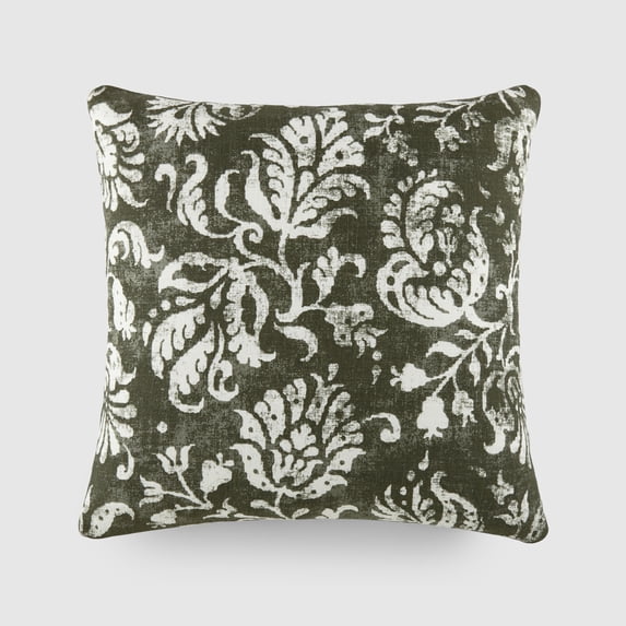 Noble Linens Elegant Cotton Decor Throw Pillow in Distressed Floral Pattern
