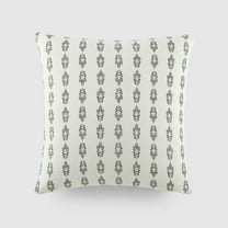 Noble Linens Elegant Cotton Decor Throw Pillow in Folk Leaves Pattern