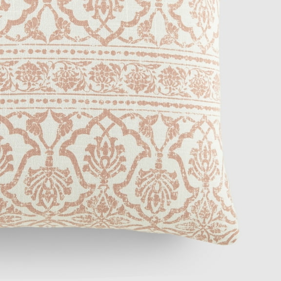 Noble Linens Elegant Cotton Decor Throw Pillow in Rose Antique Floral Pattern