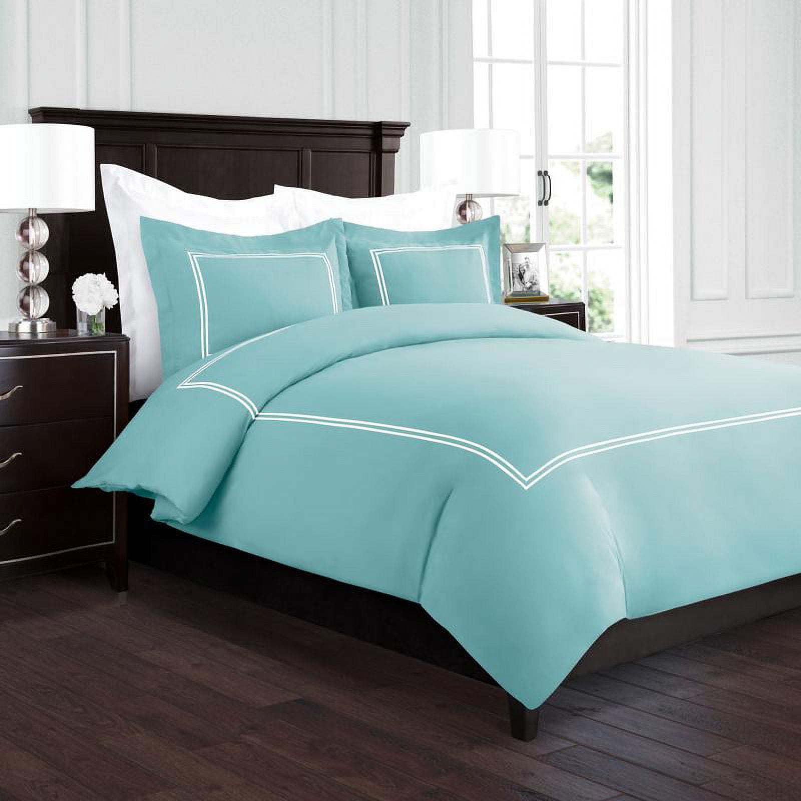 Noble Linens Embroidered 3 Piece Duvet Hotel Collection Cover Set