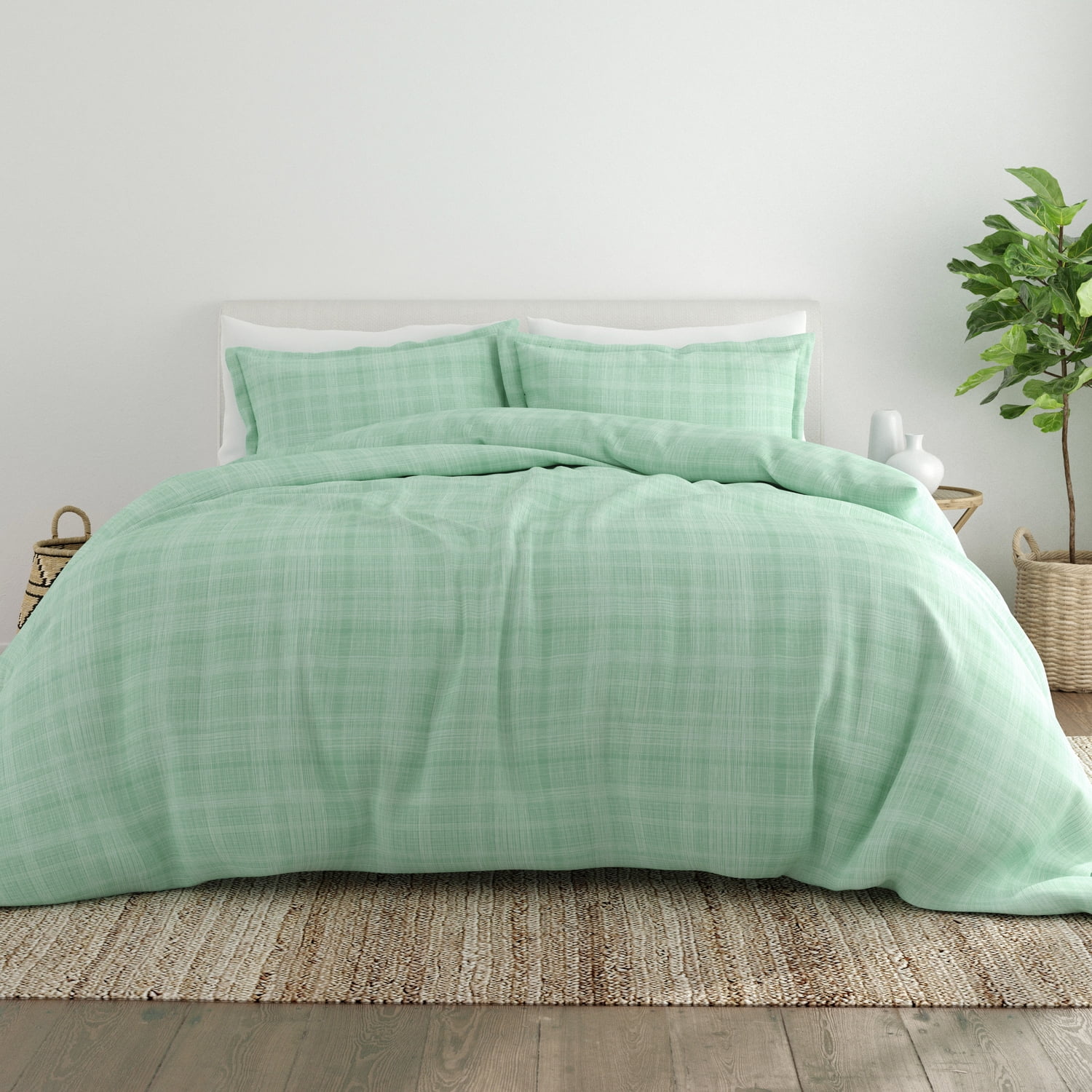 Noble Linens Forest Thatch Pattern Duvet Set 3-Piece Duvet Cover Set, King/Cal King