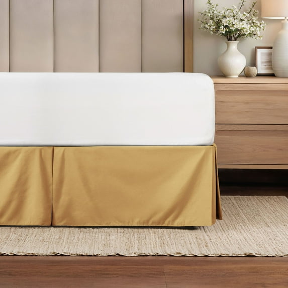 Noble Linens Gold Pleated Dust Ruffle Bed Skirt, CalKing