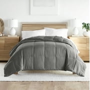 Noble Linens Gray All Season Alternative Down Solid Comforter, Full/Queen