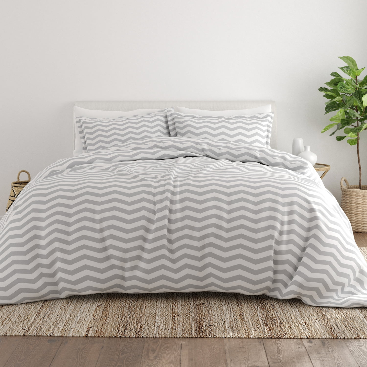 Noble Linens Gray Arrow Pattern Duvet Set 2-Piece Duvet Cover Set, Twin/TwinXL