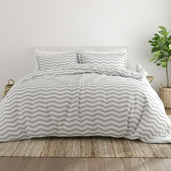 Noble Linens Gray Arrow Pattern Duvet Set 3-Piece Duvet Cover Set, Full/Queen