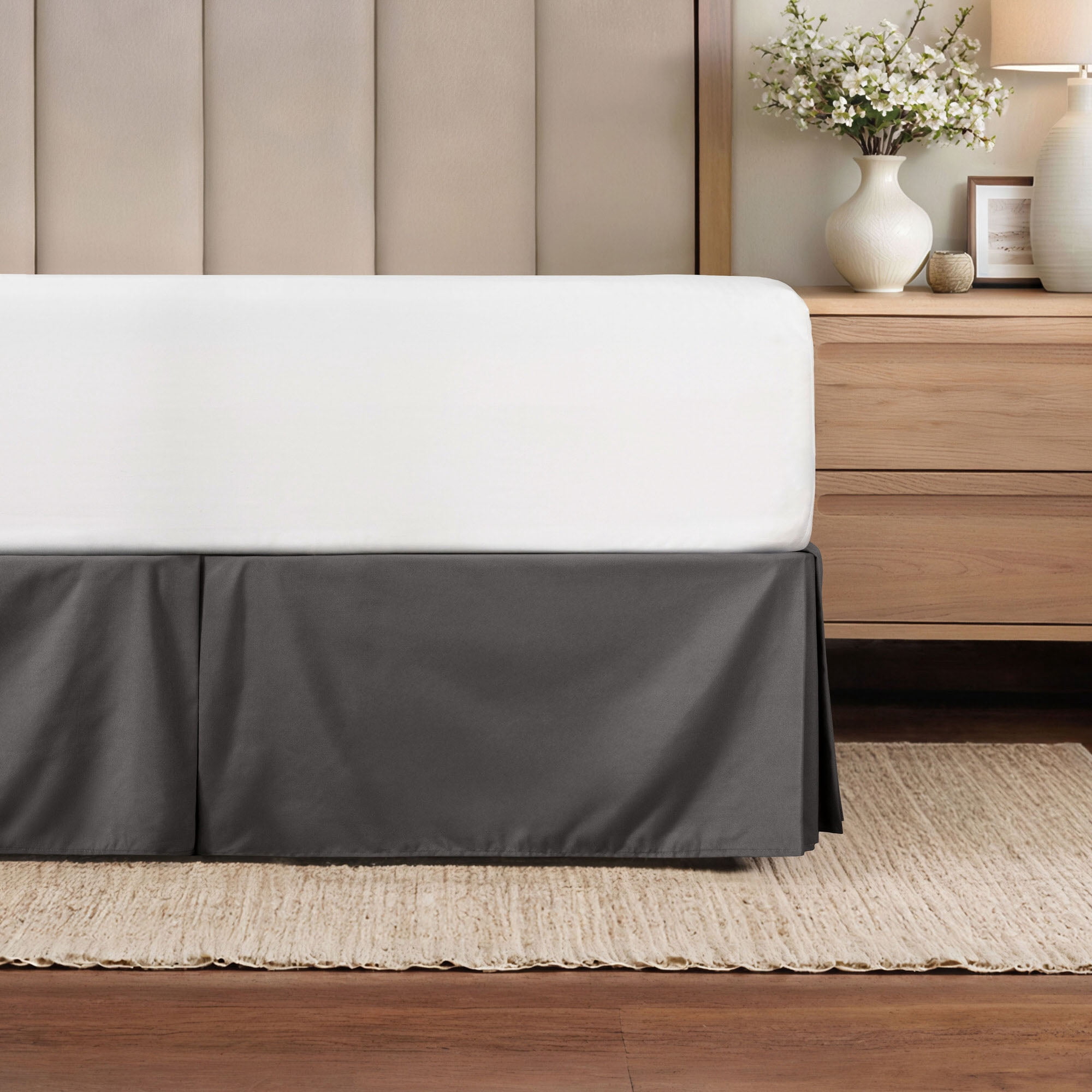 Noble Linens Gray Pleated Dust Ruffle Bed Skirt, CalKing