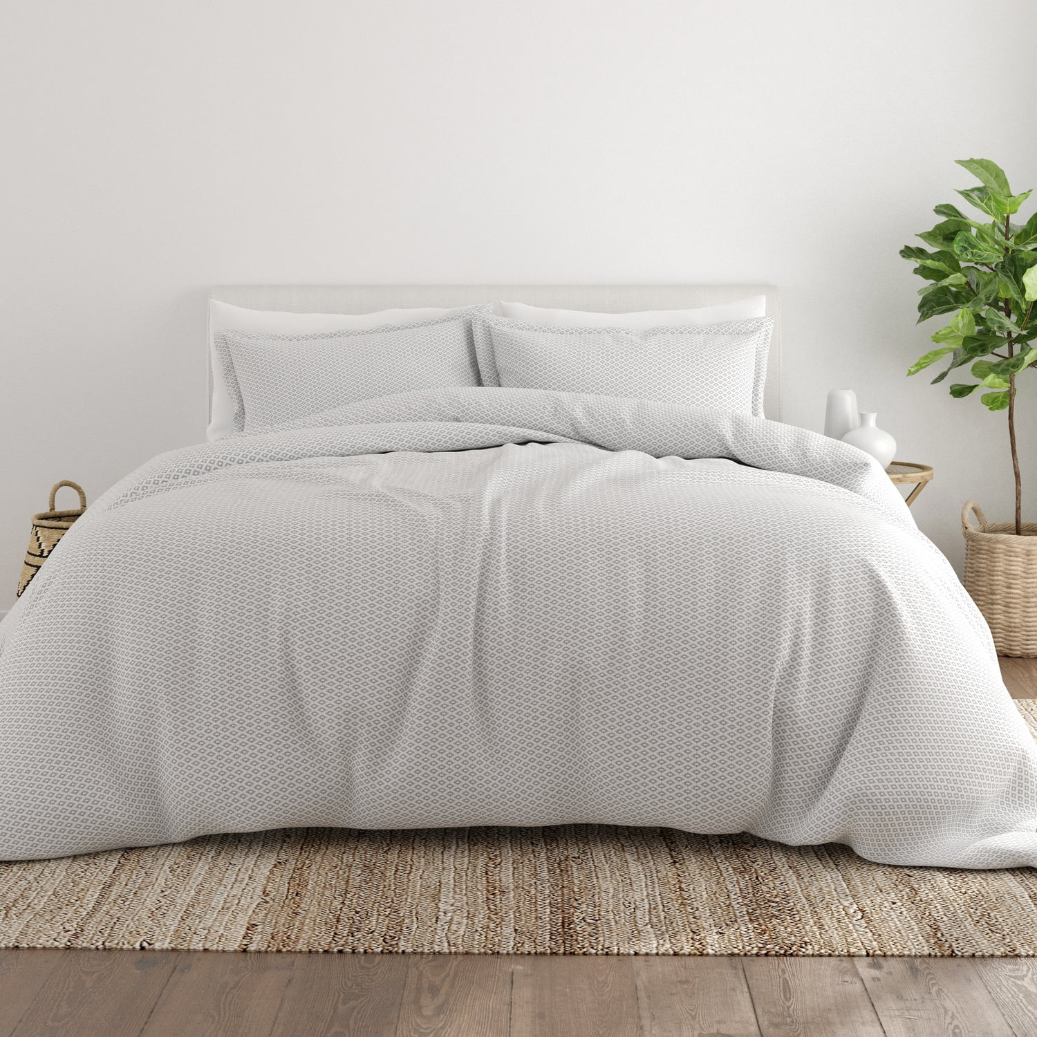 Noble Linens Gray Polaris Pattern 2-Piece Duvet Cover Set, Twin/TwinXL