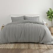 Noble Linens Gray Ribbon Pattern Duvet Set 2-Piece Duvet Cover Set, Twin/TwinXL