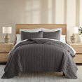 thumbnail image 1 of Noble Linens Gray Square Pattern Quilted Coverlet Set, Twin / Twin XL, 1 of 13