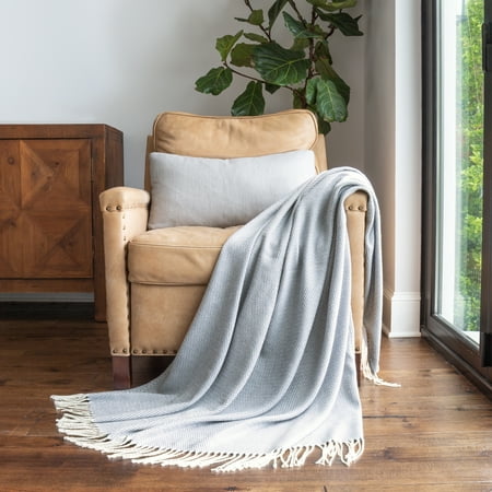 Noble Linens Herringbone Throw Blanket, Dusk Blue, Standard Throw