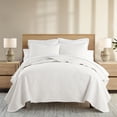 thumbnail image 1 of Noble Linens Ivory Damask Pattern Quilted Coverlet Set, King / CalKing, 1 of 12